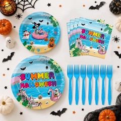 96PCS Summer Halloween Birthday Party Decoration Halloween in Summer Skeleton