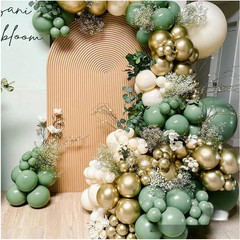 149X Sage Green Gold Chrome Confetti Latex Balloons Combination Arch Garland Kit