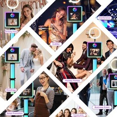 Portable iPad Photo Booth Machine Stand 2‑in‑1 for iPad & DSLR Camera for Party