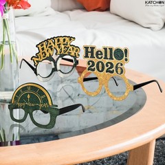 New Years Glasses 2026 – Plastic Gold and Black – Party Supplies for NYE