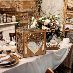 OurWarm Wooden Wedding Card Box with Slot & 9.84 x 7 x inches, brown