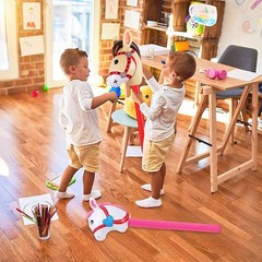 4 Pieces Inflatable Stick Horse with Air Pump Inflatable Horse Head Stick Bal…