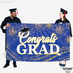 Graduation Decorations 2026 Congrats Grad Banner – 72X44 Inch, Blue Graduation B