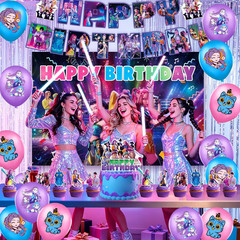 Korean Idol Movie Theme Birthday Party Supplies, 39Pcs Cartoon Movie Character B