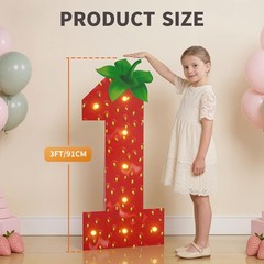 Strawberry Birthday Party Decorations for Home, 3FT Foam Cardboard Marquee Nu…