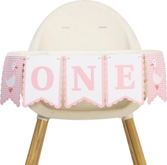 One Silly Goose First High Chair Banner – Pink Gingham One Silly Goose 1St Birth