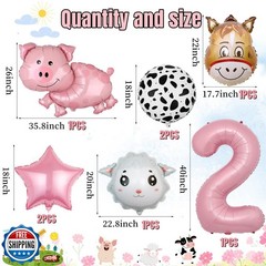 19 PCS Farm Animal Theme Party Balloons, Farm Cow Print Sheep Pig Donkey Myla