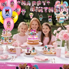 LOL Surprise Dolls Party Decoration Balloons Cake Topper Banner Tablecloth Swirl