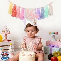 Ereniko Half Birthday Decorations,1/2 Birthday Girl Half Way To O