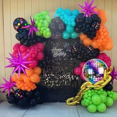 Neon Balloons, 80s 90s Disco Hot Pink Blue Green Orange Yellow Neon Dot Ballo…