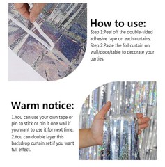 4 Pack Silver Metallic Foil Curtain Backdrop: Tinsel Fringe Curtains Photo Booth