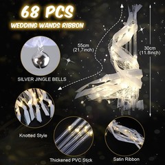 HONLYNE 68PCS Light up Wands for wedding, Wedding Wands Streamers with 3 Colo…