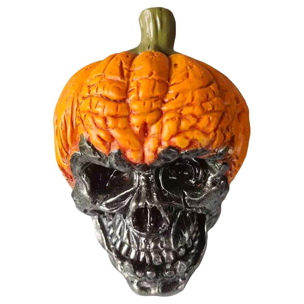 Creepy Evil Pumpkin Skull Resin Craft Spooky Halloween Decor Outdoor Garden Home