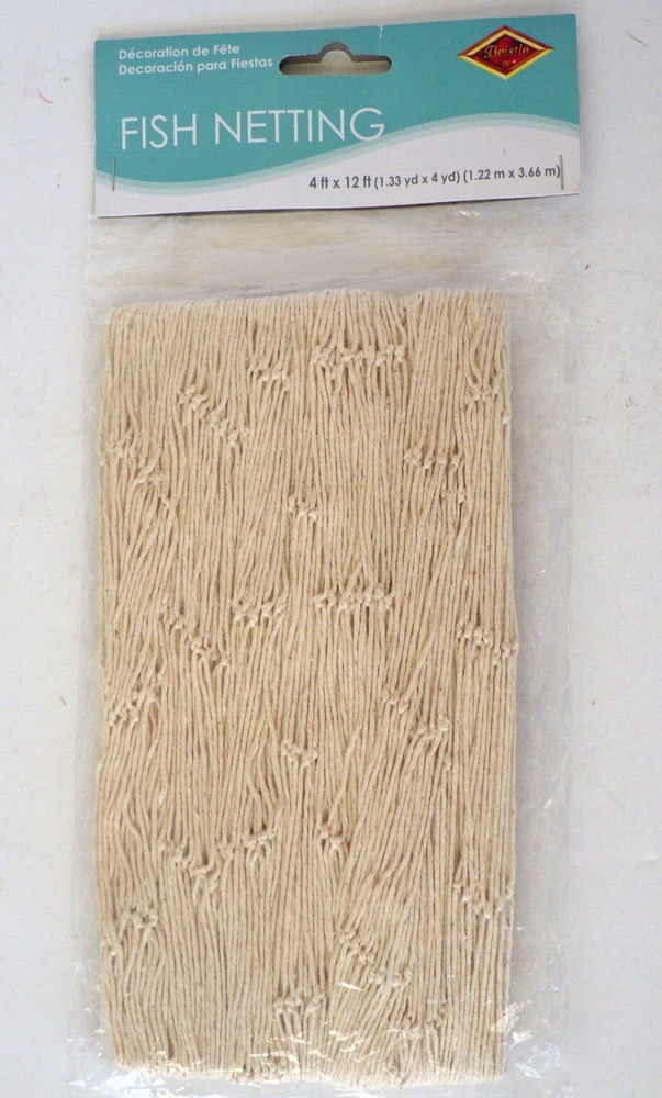 Vintage Fish Netting Decorator 48″ X 144″ Natural White Beach Nautical Décor