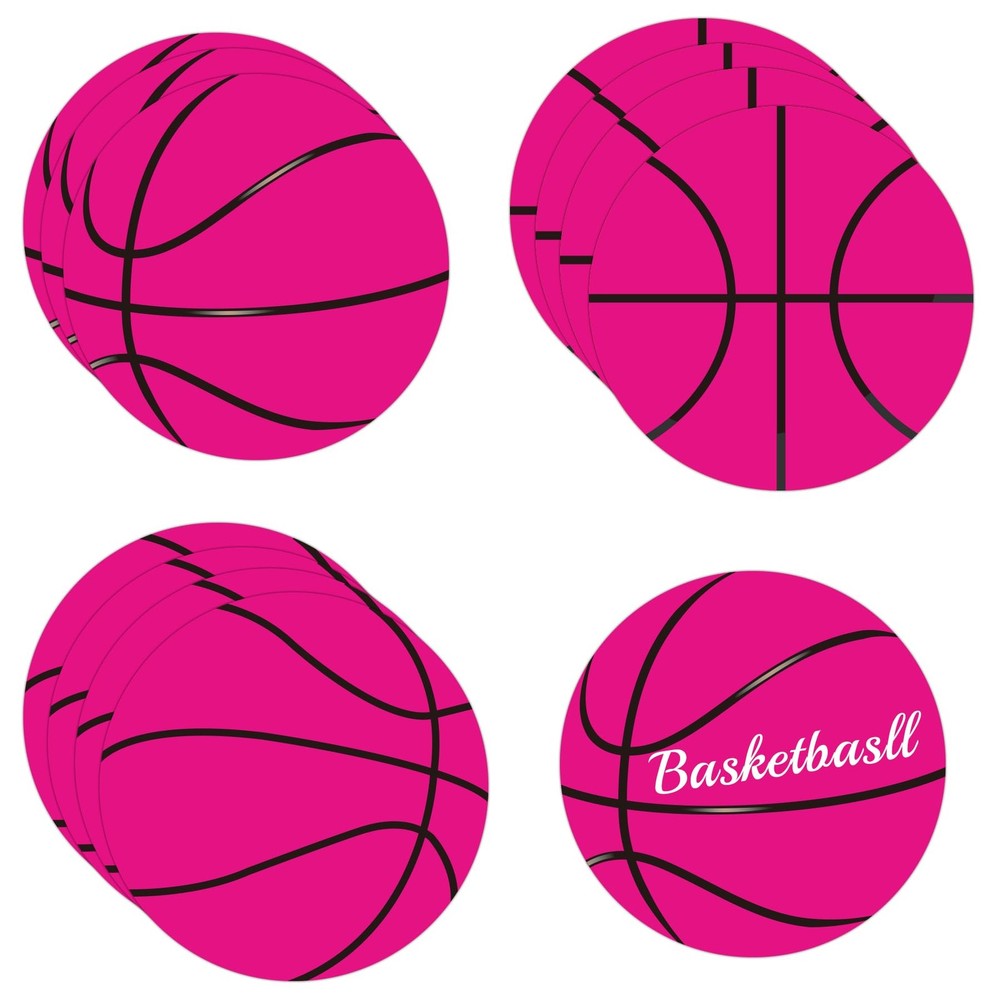 21 PCS Pink Paper Basketball Cutouts 7 Inch Theme Party Bulletin Board