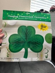 Shamrock St. Patrick’s Day Irish Green Holiday Theme Party Honeycomb Decoration