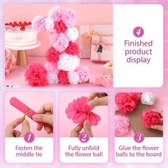 14.7 Inch Wooden Number 1, 21 Pcs Tissue Paper Flowers, Decoration for DIY Craft
