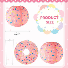 6 Pcs Donut Party Hanging Paper Lanterns Sprinkle Party Cupcake Hanging Paper La