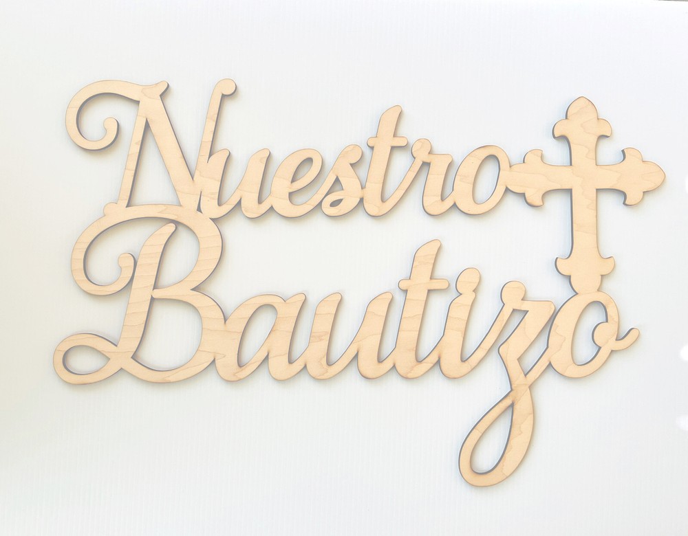 Nuestro Bautizo with Cross Wooden Wall Sign, event wall decor, backdrop, Baptism