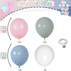Pastel Blue Green Pink White Balloons, Muted Rainbow Dusty Pink Blue Sage Green