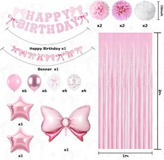 Whimsical Pink and White Bow Decorations for Girls’ Birthdays & Showers