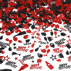 Red and Black Happy Birthday Confetti, 3000 Pcs Birthday Cake Table Metallic Foi