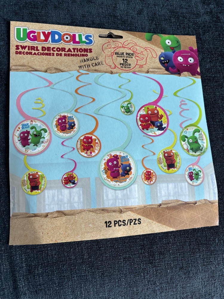 Ugly Dolls Movie Spiral Decorations | UglyDolls Birthday Swirl Decorations 12ct