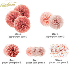 Wedding Decorations – 12 PCS Rose Gold Tissue Paper Pom Poms for Engagement Part