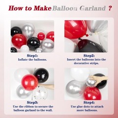 Red White and Black Balloon Garland Arch Kit, Red and Black Party Decorations…
