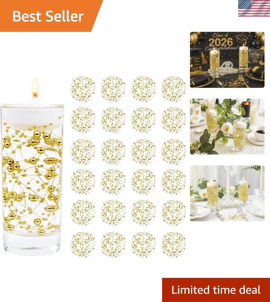 30 PCS Gold Artificial Pearl String Graduation Table Decorations 2026, Vase F…