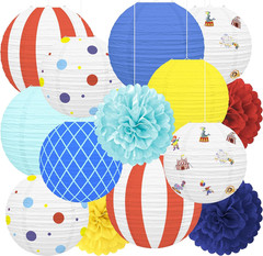 14 Pcs Carnival Circus Theme Party Decorations Paper Lanterns – Vintage Clown An