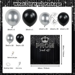 AIBIIN 125 PCS Prom 2026 Party Decorations Black Silver Prom Send Off Graduat…