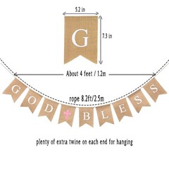 CHRORINE God Bless Banner Baptism Decorations for 1 Count (Pack of 1), Pink
