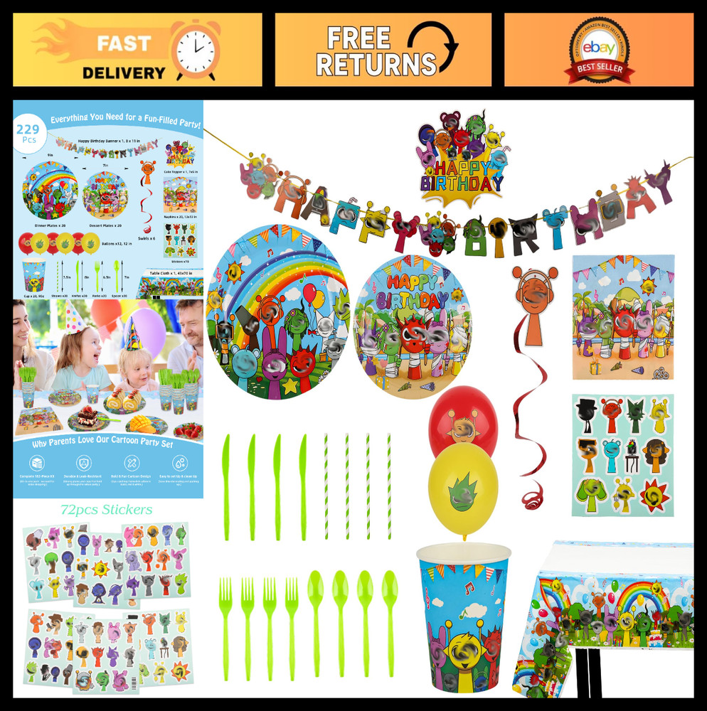 229 PCS Birthday Party Supplies Set for 20 – Plates, Cups, Balloons, Banner & Mo