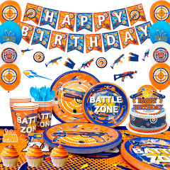 161 Pcs Dart War Battle Zone Party Decoration Gun Plates Balloons Cake Topper