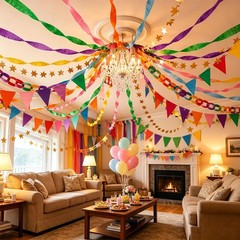 Rainbow Party Decoration Kit with 656ft Crepe , 600 Sheets Chain Strips, 13ft…