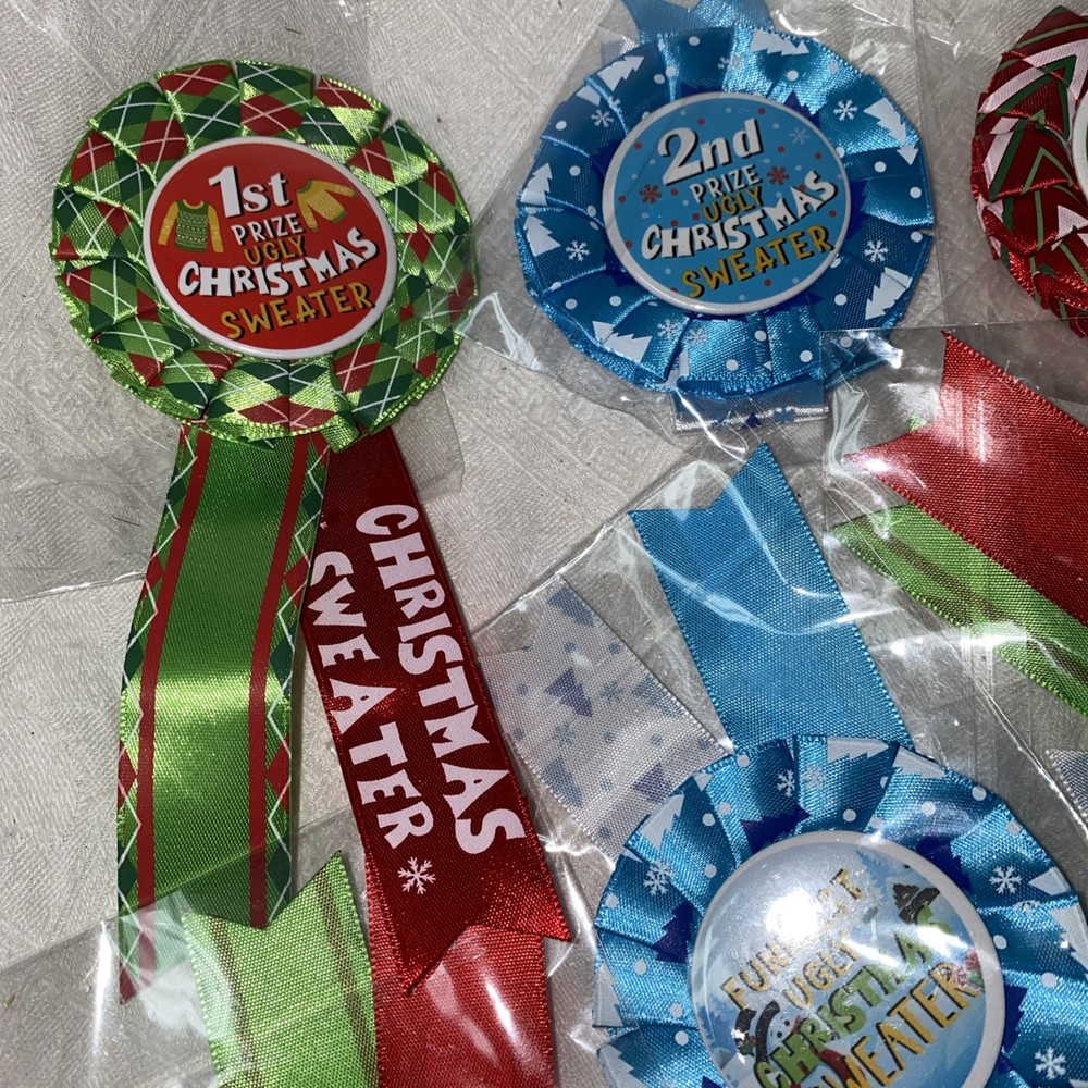 UGLY SWEATER AWARD RIBBON Christmas Party Costume Contest Prize Decorations NEW