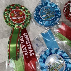 UGLY SWEATER AWARD RIBBON Christmas Party Costume Contest Prize Decorations NEW