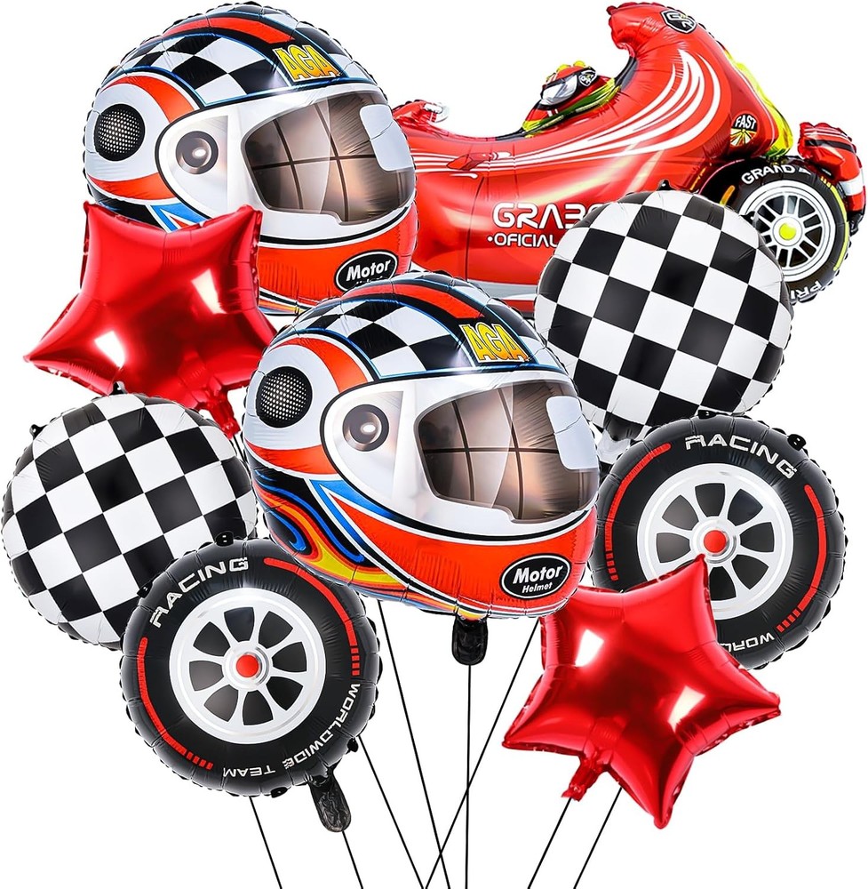 9 PCS Race Car Balloons, for Birthday Race Car Theme Party Balloon Set
