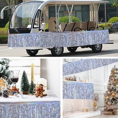 Laser Silver Streamers Party Decorations 4Pack 48FT Table Skirt Tinsel Garlan…