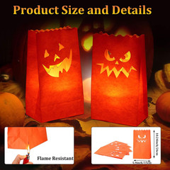 20 Pieces Halloween Luminary Candle Bags Flame Resistant Candle Bags in 5 Kinds