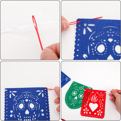 2 Pieces Mexican Party Decorations Papel Picado Banners, Felt Day of the Dead Co