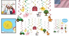 Farm Animals Hanging Party Decorations – Barnyard Theme Party Supplies Hangin…