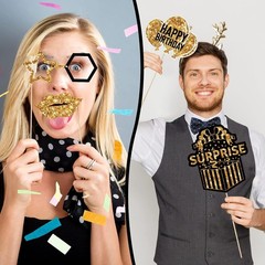 Engaging 36 Pcs Photo Booth Props for Chic Birthday and Graduation Parties