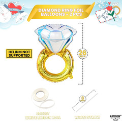 2Pcs Diamond Ring Balloons – 26 Inch | Wedding Ring Balloon for Bridal Shower De