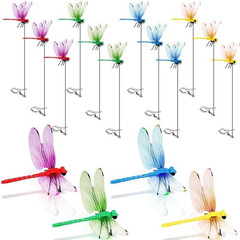 12 Pack 3D Dragonfly Clips, Fake Dragonflies with Stakes, Realistic Plastic Drag