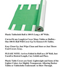 Green Football Field with Lines Printed Plastic Table Cover Roll 100Ftx40″ #584