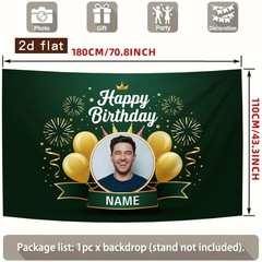 Personalized Banner Name Photo 2D Flat Birthday Banner Crown Men Party Backdrop☋