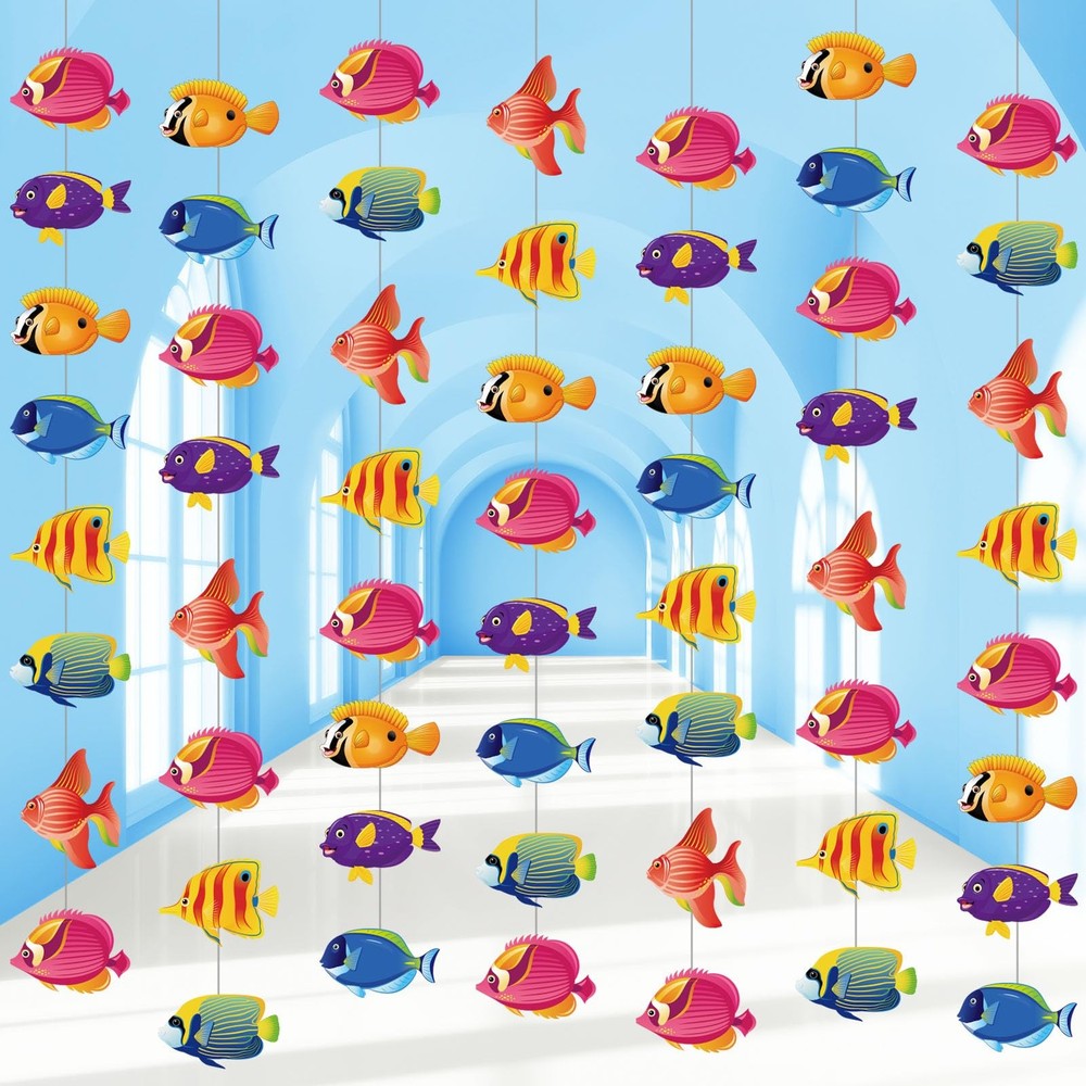 8 Pieces Under The Sea Party Decorations Tropical Fish Garlands Ocean Fish Pa…