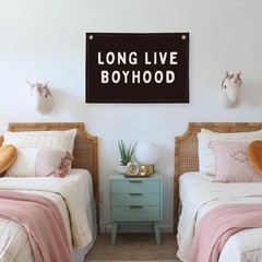 Long Live Boyhood Banner, Boy Nursery Decor, Canvas Banner Wall Hanging Banne…